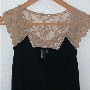 Black dress with tan lace
